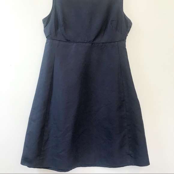 J. Crew Navy A-Line Fit and Flare Button-Up Dress - Picture 3 of 7